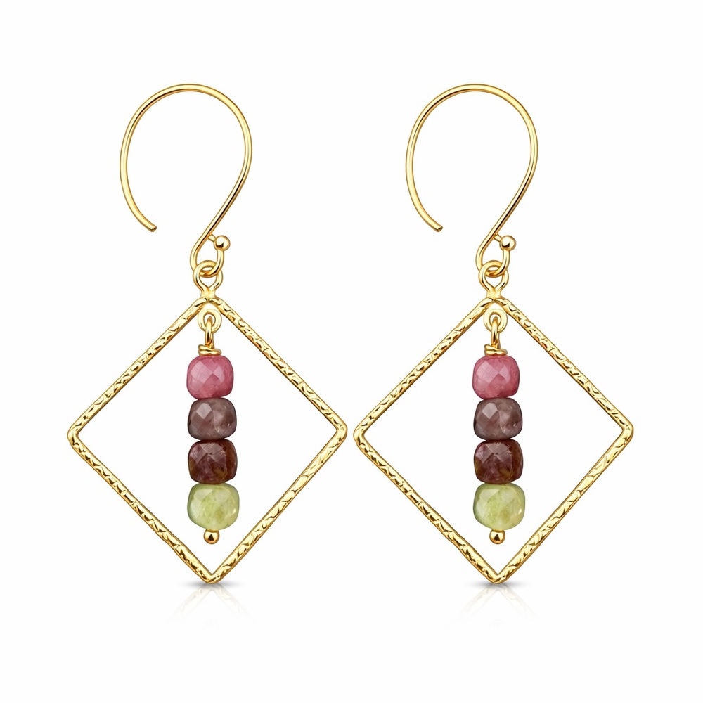 Rainbow Tourmaline Dangle Earrings